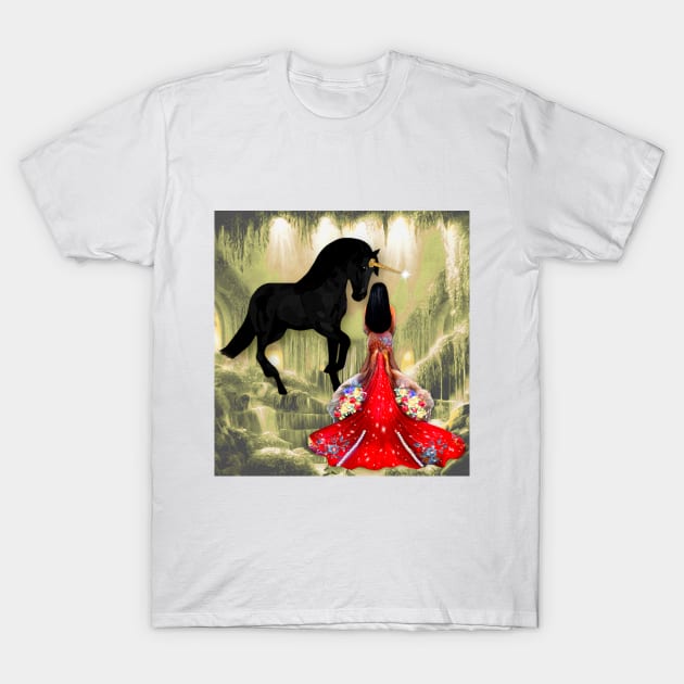 Magical Mermaid and Magical Black Unicorn T-Shirt by KC Morcom aka KCM Gems n Bling aka KCM Inspirations